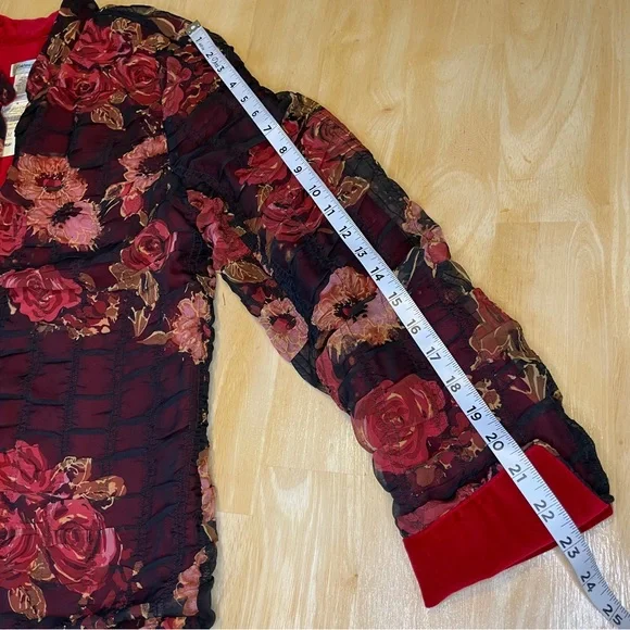 Vintage Coldwater Creek Crinkle Rose Overlay Jacket - Picture 13 of 15